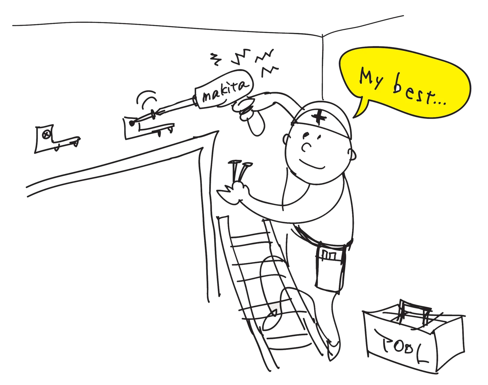 職人が、取り付けイメージのイラスト